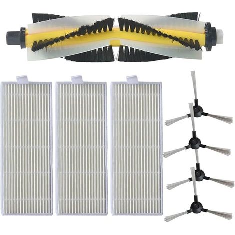 Lot de 8 brosses latérales principales de rechange pour aspirateur robot Bagotte BL509, 1 brosse rouleau principale, 4 brosses la (1/4)
