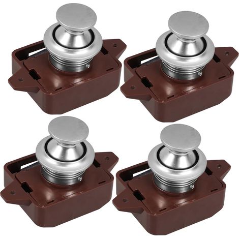 Verrou de porte et de meuble métallique à bouton, sans clé (1/5)
