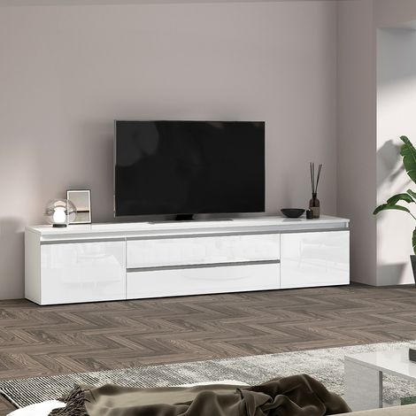 Meuble TV moderne blanc brillant Maeva (1/5)