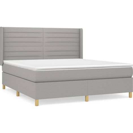 Maison Exclusive - Cama box spring con colchón tela gris claro 18