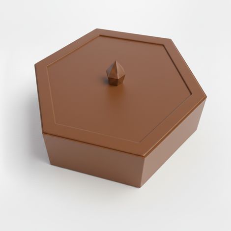 Scatola portagioie esagonale marrone con coperchio