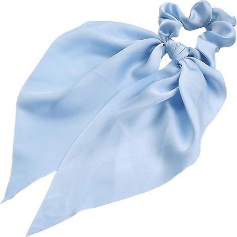 Cordon à cheveux en tissu satiné pour femme, long ruban élastique, bandeau pour cheveux.-Blue (1/5)
