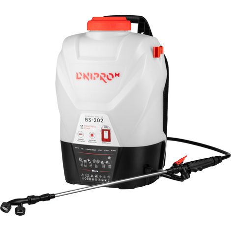Pulvérisateur à dos sans fil Dnipro-M 20 V 12 L 5 bars avec 6 buses (batterie et chargeur non inclus). BS-202 (1/5)