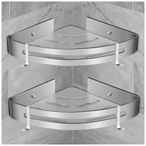 Mensola da doccia a parete in alluminio – Installazione autoadesiva senza foratura – Set di 2 mensole – Dimensioni 30,5 x 22,5 x 6 cm