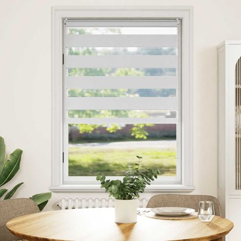 vidaXL Estor Zebra 100,9x175 cm Tejido Ancho 96,7 cm Blanco (1/5)