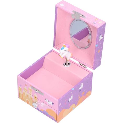 Boîte à bijoux musicale en forme d'animal mignon, décoration de chambre d'enfant avec tiroir coulissant (1/5)