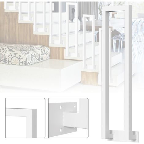 Jiubiaz 85 cm Forma de U Hierro fundido Blanco Barandilla con revestimiento en polvo Pasamanos Escalera Asidero Sujeción segura Montaje lateral
