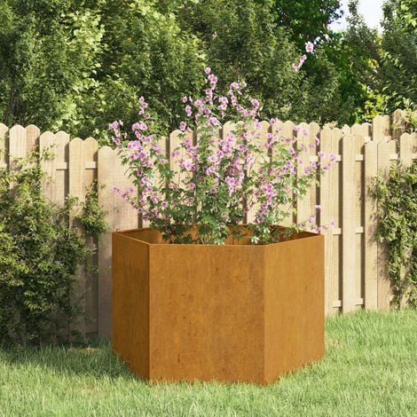 Jardinière Acier Corten Hexagonale 60 X 60 X 45 cm. Aspect Rouille, Très tendance. Jardin, Patio, Balcon (1/5)