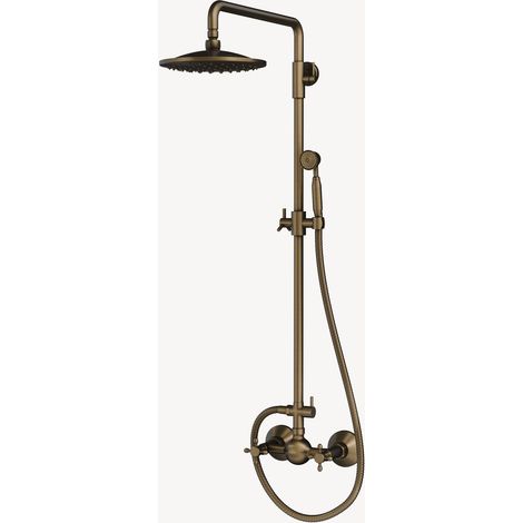 Colonne de douche mélangeur antique – Finition bronze – Douchette à main réglable – Pommeau anticalcaire pour confort optimal – Lookshop