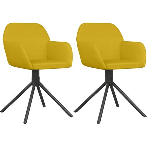Chaises pivotantes à manger Chaise de cuisine lot de 2 Jaune Velours (1/5)