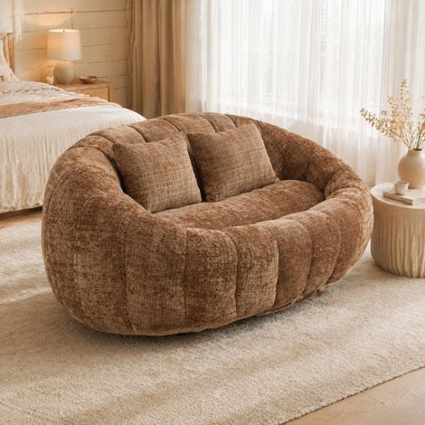Fauteuil lounge 145x95x63 cm café en chenille, sans montage, mousse haute densité MEUBLIV (1/5)