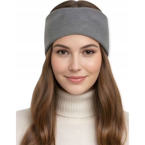 Classica fascia per capelli in acrilico caldo per ragazze e donne, colore cenere mélange liscio. (1/5)