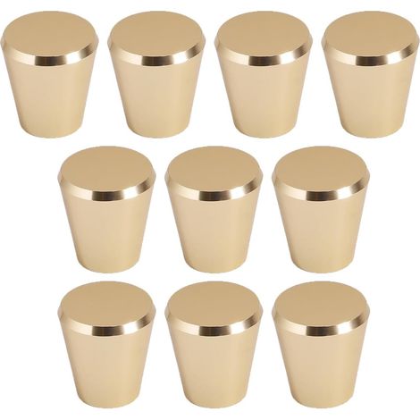 10er-Pack Möbelgriffe aus gebürstetem Messing (konisch), goldene Schubladenknöpfe für Schränke, Kleiderschränke, Badezimmer und Küchen