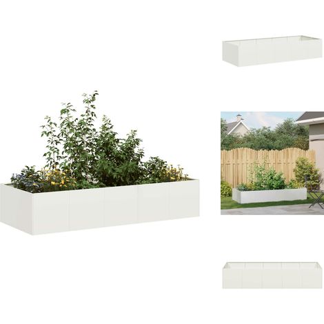 Jardinière blanc 200x80x40 cm acier - Jardinière - Jardinières - Pot De Fleurs - Support De Jardinière (1/5)