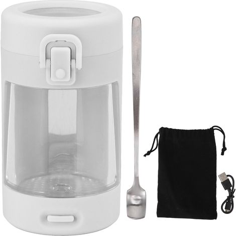 Pot à cigarettes LED portable avec loupe, récipient transparent hermétique blanc, cuillère incluse