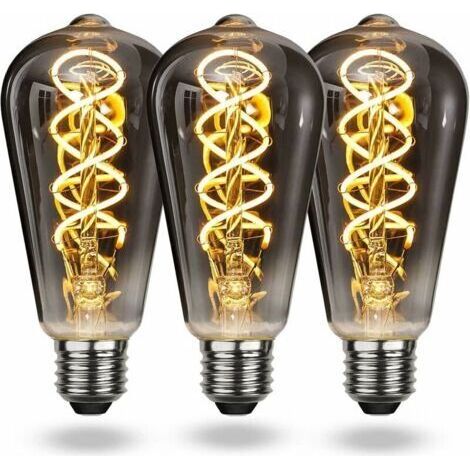 Ampoule LED E27 Vintage Blanc Chaud, Ampoule Vintage E27 Dimmable Spiral Filament 4W Lumière Douce, Ampoule E27 Vintage Edison Convient au Salon, Chambre à Coucher, Couloir, Patio, etc. [Classe énergé (1/4)
