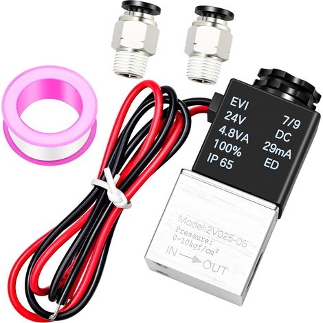 24V DC 1/8 "BSP électrovanne d'air électrique normalement fermée avec positions à 2 voies (2V025-06) (1/5)