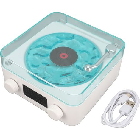 Waves Wireless Compact Stereo Player with Ambient Sound and Light - Creative Design - Presents a Portable Vintage Speaker for Relaxing Sleep - White (1/5)