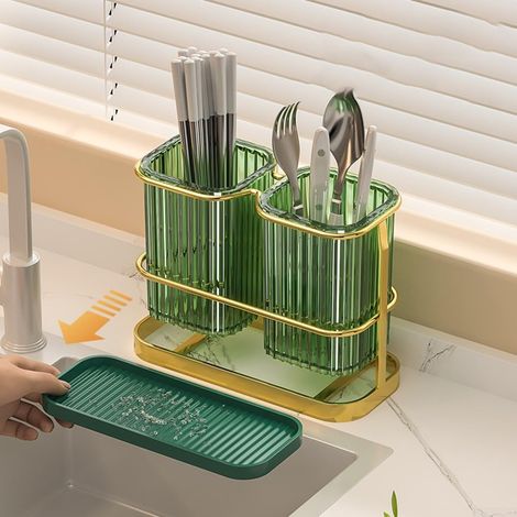 Égouttoir à couverts de cuisine pour évier, cuillères et fourchettes – Range-couverts de table