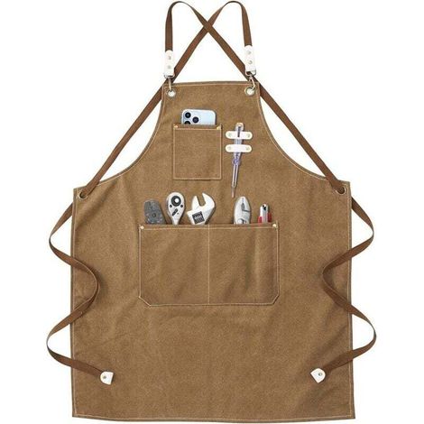 Welder Apron - Work Apron with Pockets, Unisex, Adjustable Cross Straps, Ideal for Gardening, Kitchen, Garage, etc. Dimensions: 78 x 57 cm (1/4)