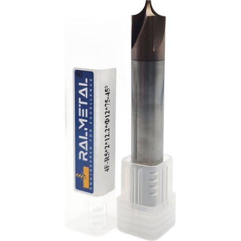 Fresa concava a quarto di cerchio in metallo duro integrale R5 x 2 x 12,2 x 12D x 75 mm TiSiN 45 HRC (1/4)