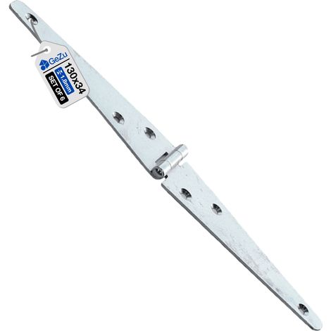 Lot de 6 Charnières de portail ⌀ 130 mm – Galvanoplastie – Penture bout droit – Pentures lourdes avec gonds sur platine – Fixation robuste pour portails et structures bois – GeZu Impex