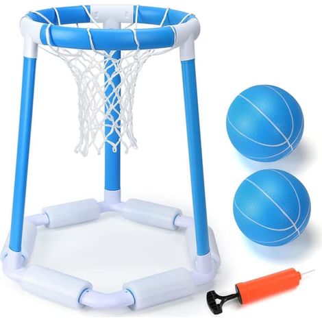Panier de basket flottant pour piscine, panier de basket extérieur pour enfants, panier de basket pour piscine avec 2 ballons et une pompe, jeu de piscine (1/4)
