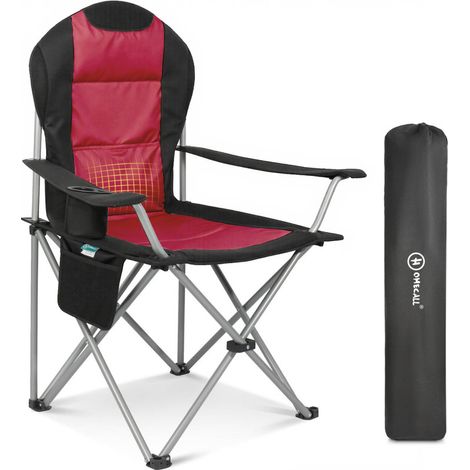 HOMECALL Campingstuhl Hochlehner Klappstuhl Gepolstert Faltsessel Gartenstuh Angelstuhl(Bis 150KG, mit hoher Rückenlehne Armlehne Getränkehalter, 1 St), für Camp Garten Balkon (1/5)