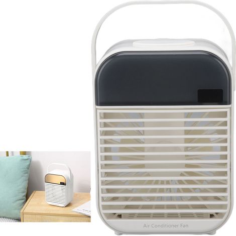 Batteriebetriebener Sprühventilator, Tisch-Befeuchtungsgerät, erfrischend, USB-Klimaanlagenventilator, kleiner Ventilator, weiß. (1/5)