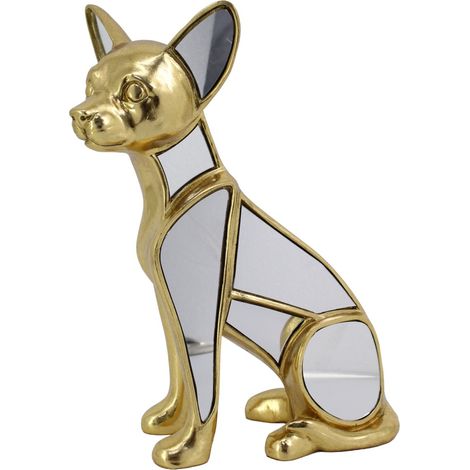 Statuetta di cane Chihuahua in resina dorata - Decorazione moderna