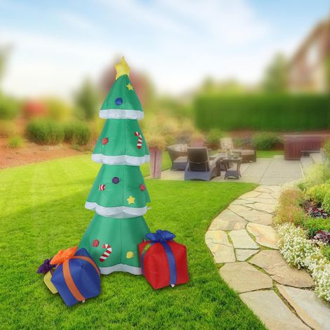 Árbol de Navidad hinchable con luces LED, 2,1 m (6,9 pies), para jardín o patio, poliéster impermeable, IP44, enchufe estadounidense 100–120 V (1/5)
