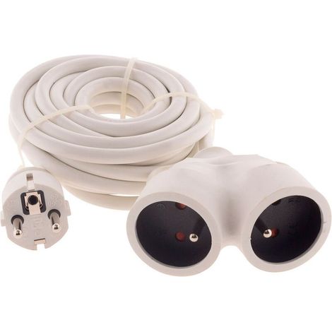 Prolongateur électrique 3G 1,5 mm² de 5 mètres – 1 prise mâle et 2 prises femelles – connexion sécurisée pour tous types d'espaces (1/3)