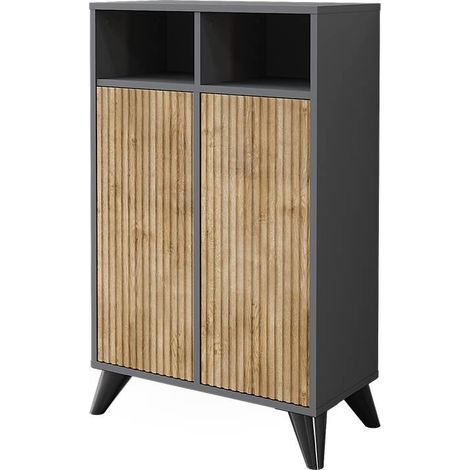 Midischrank Leano, Anthrazit/Bergeiche, 60 x 97 cm mit 2 Türen, Vicco