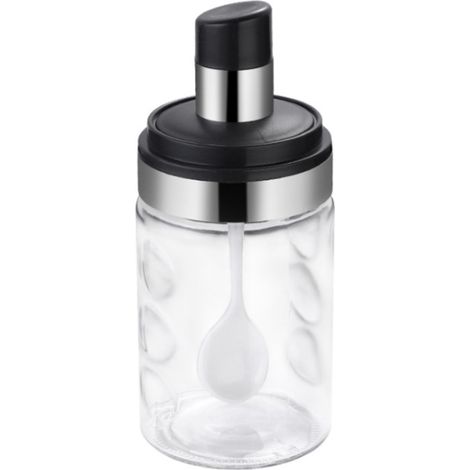 Pot À Épices En Verre Borosilicaté Avec Cuillère Intégrée Et Couvercle Étanche - Pour Sel Sucre Épices Sauce Confiture - Lot De 4 (1/5)