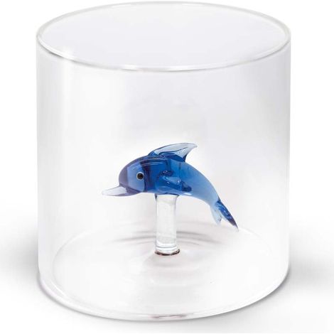 WD LifeStyle Bicchiere Vetro Borosilicato Cc 250 ml Decoro Delfino