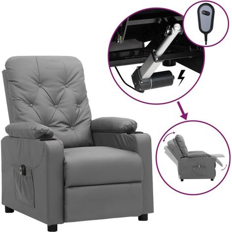 Fauteuil inclinable électrique, similicuir gris (1/5)