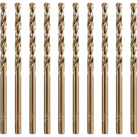 10 forets au cobalt M35 HSS de 3,2 mm Ensemble de forets au cobalt Forets hélicoïdaux pour le perçage sur l'acier inoxydable, les aciers durs, le méta (1/4)