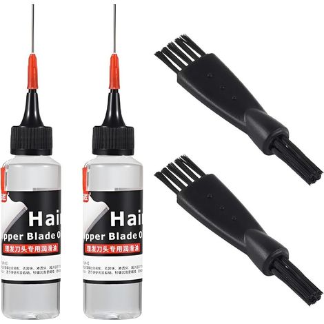 Kit de lubrification pour ciseaux de coiffure et rasoirs (ensemble de 2 pièces) Comprend deux brosses de nettoyage, un tube d'extension et un liquide d'entretien portable. (1/5)
