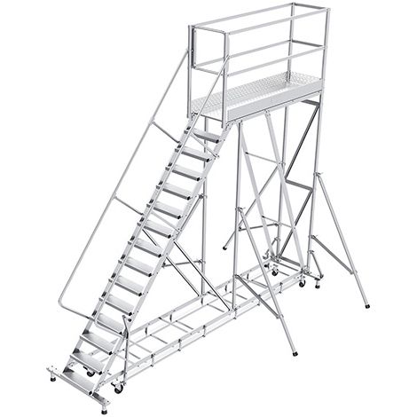 Piattaforma con ruote 13 gradini - Altezza massima di lavoro 4.60m - PTF213PT-P-KRE