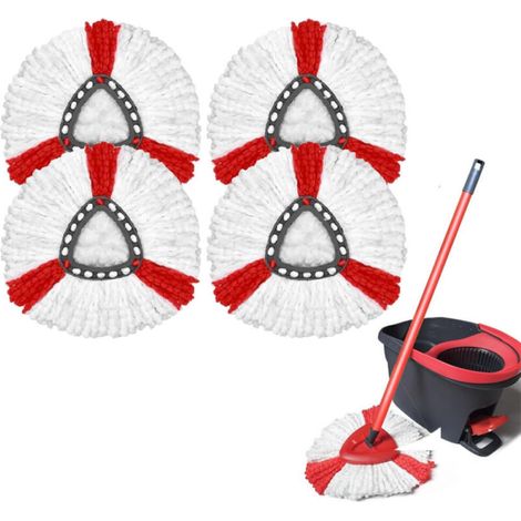 Compatible con el sistema de giro sencillo Easywring, paquete de cabezales de repuesto O-Ceda (paquete de 4, rojo y blanco). (1/5)