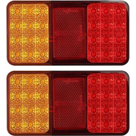 2 luces traseras LED con indicador de posición de estacionamiento con marca E, 2 x 18 LED, impermeables, luces de freno traseras de 12 V, universales para remolque, caravana, camión, tractor. (1/4)