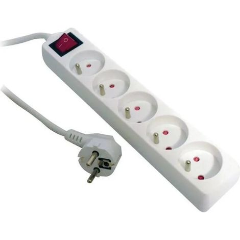 Blocco 5 prese 16A Inter bianco 1m - Cavo H05VV-F 3G1mm²