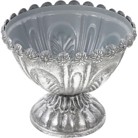 Eiseneimer Pflanzkübel Silber Metall Vintage Blumentopf für