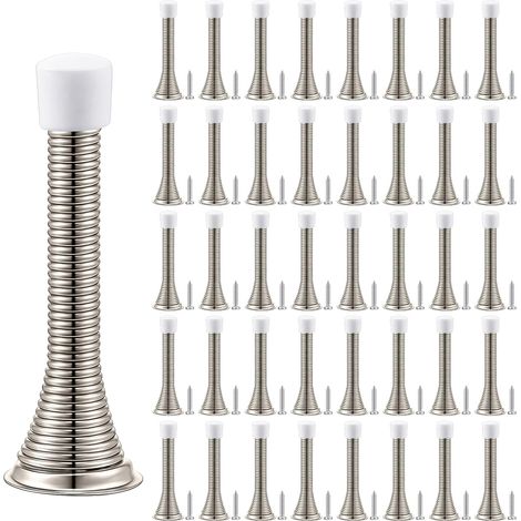 Confezione da 60 fermaporta a molla con viti antiruggine e paracolpi in gomma, fermaporta flessibili e resistenti da 7,6 cm per la parte inferiore delle porte. (1/4)