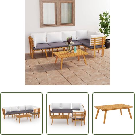 Holzsofa - 6-tlg. Garten-Lounge-Set mit Kissen Massivholz Akazie (1/5)