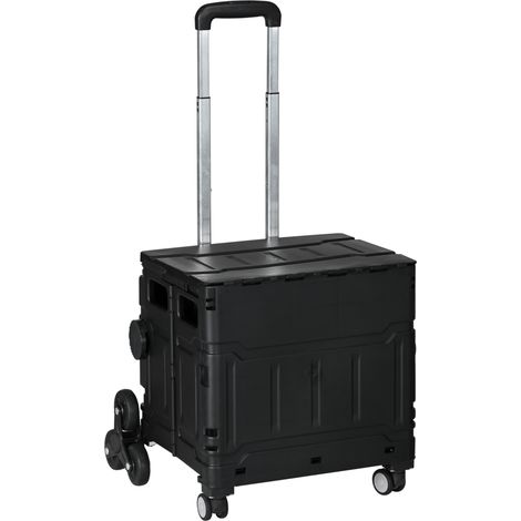 Einkaufstrolley Klappbar, bis 80 kg tragbar, Einkaufswagen mit Verstellbarem Teleskop-Griff, Treppensteiger mit Deckel, Transportwagen