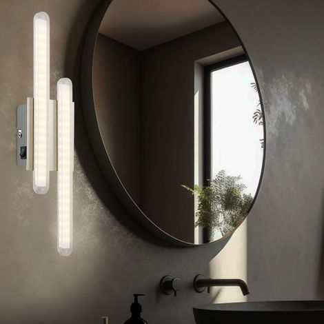 Applique murale lampe de couloir lampe de salon avec tiges en métal, 2 flammes chrome argent, LED 4W 260Lm, blanc chaud, LxlxH 40x10x5,5cm (1/5)