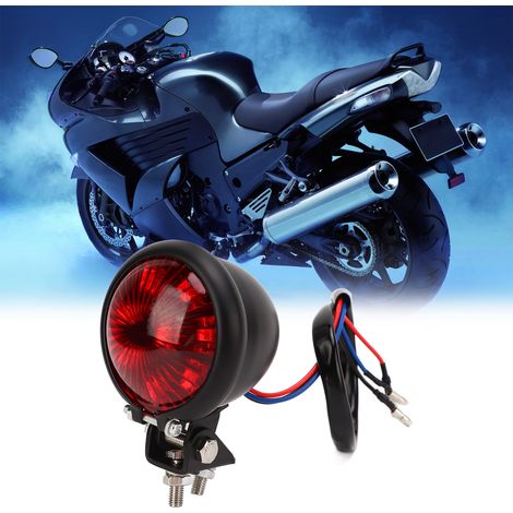 Phare arrière LED rond rétro universel pour moto 12V - Feu stop et feu de position