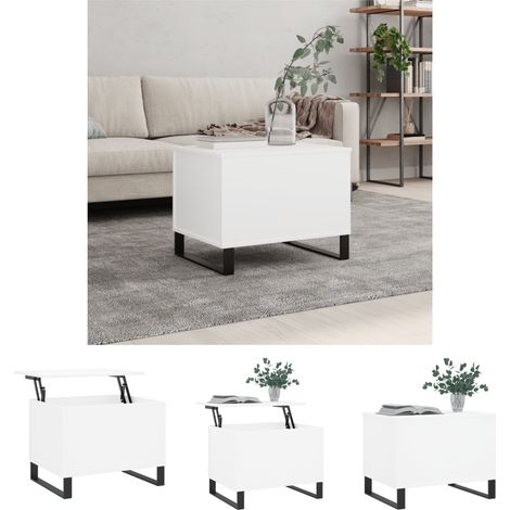 The Living Store Couchtisch Weiß 60x44,5x45 cm Holzwerkstoff - Couchtische (1/5)