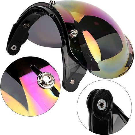 Visière teintée anti-vent pour casque moto vintage à 3 clips